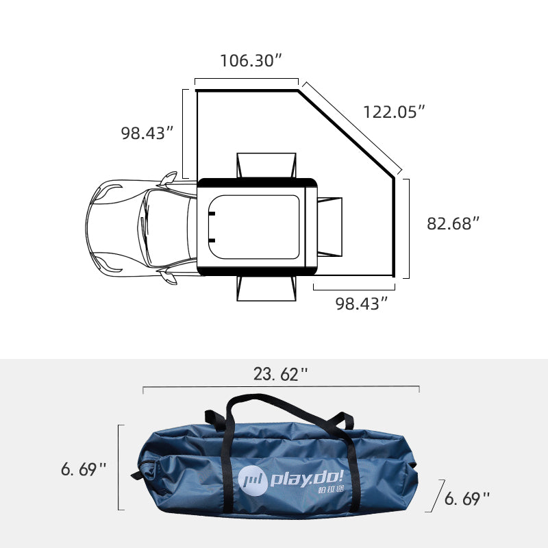 PlayDo Fish Island 180° Car Side Awning | Perfect for Family Camping