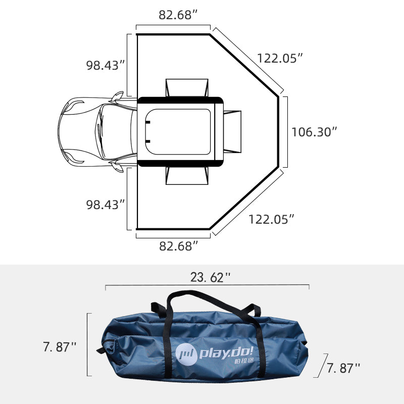 PlayDo Fish Island 270° Car Side Awning | Perfect for Family Camping