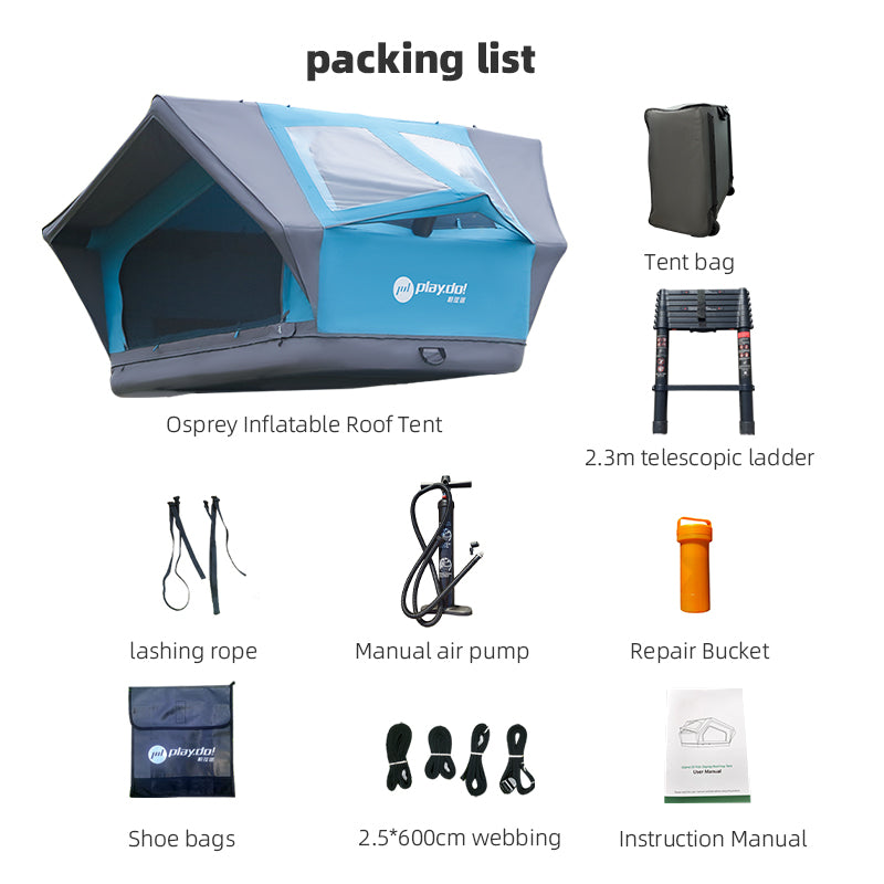 PlayDo Inflatable Roof Top Tent |  Panoramic Lightweight Rooftop Tent for Family Camping Car Camping Ospre