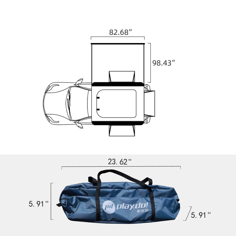 PlayDo Fish Island 90° Car Side Awning | Perfect for Family Camping