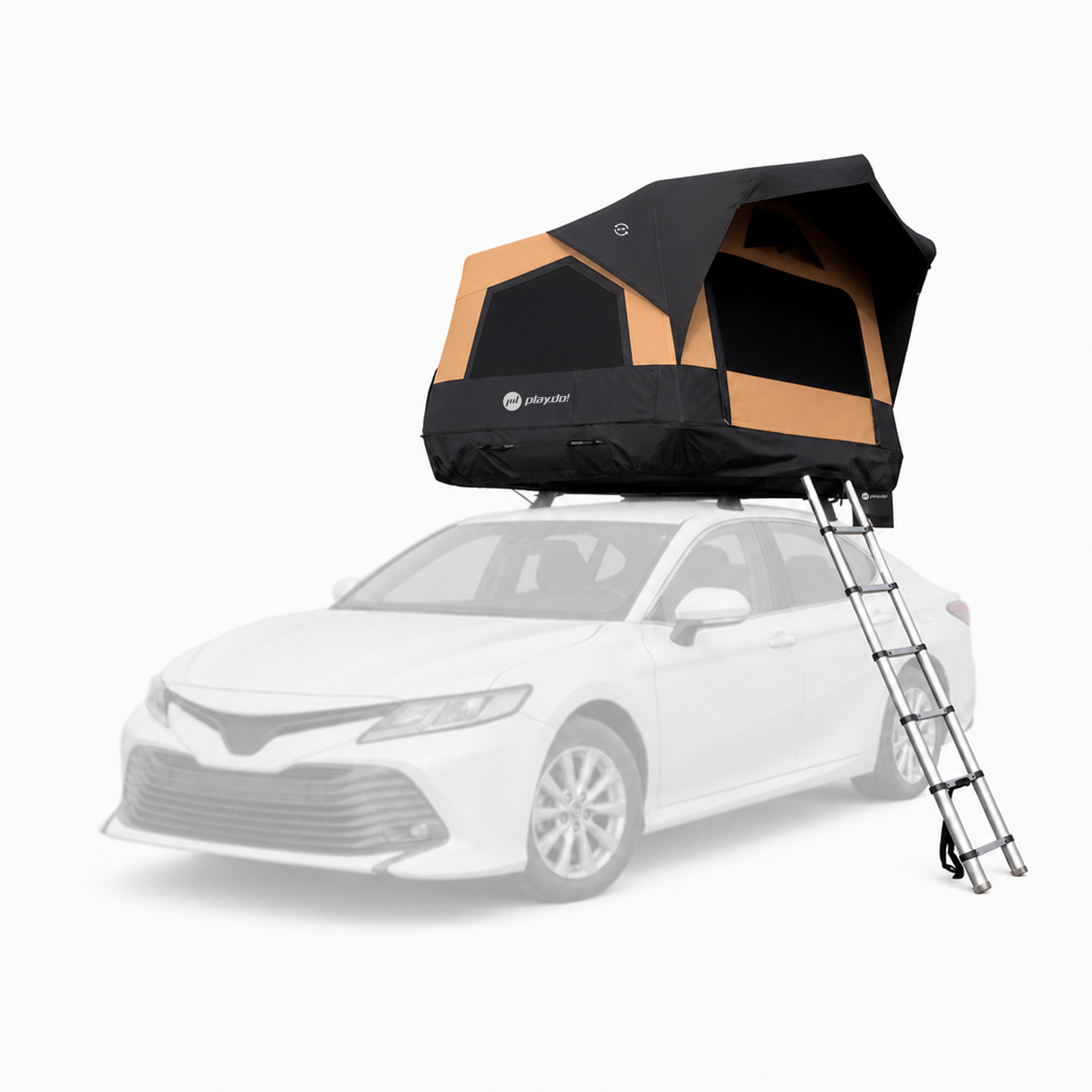 PlayDo Skiff upgraded inflatable rooftop tent on a sedan